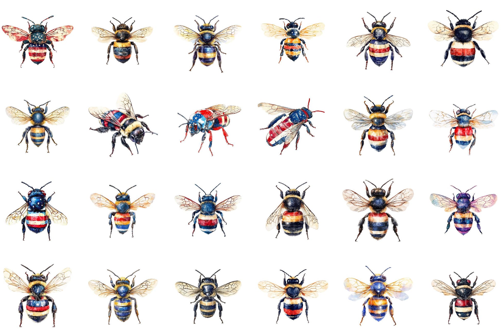4th of July Patriotic Bee Clipart - CraftNest - Digital Crafting and Art