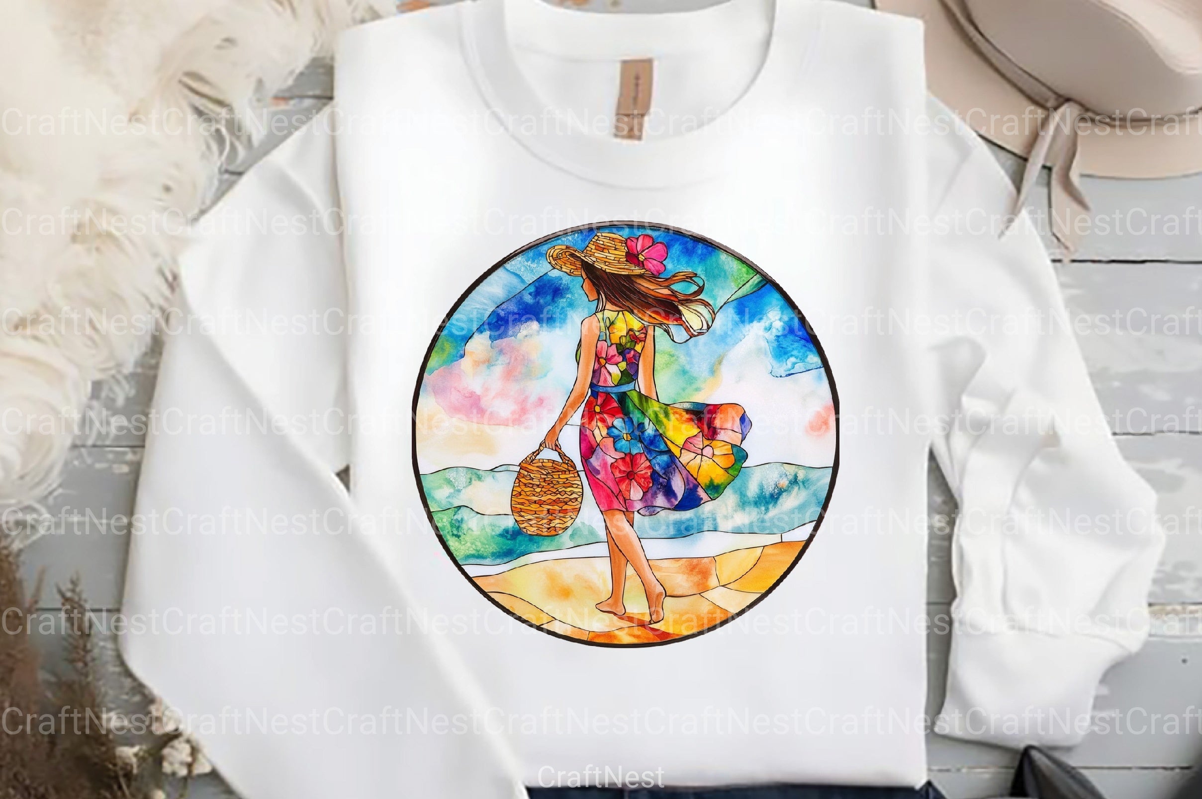 Round Stained Glass Summer Clipart Bundle 99 - CraftNest - Digital Crafting and Art