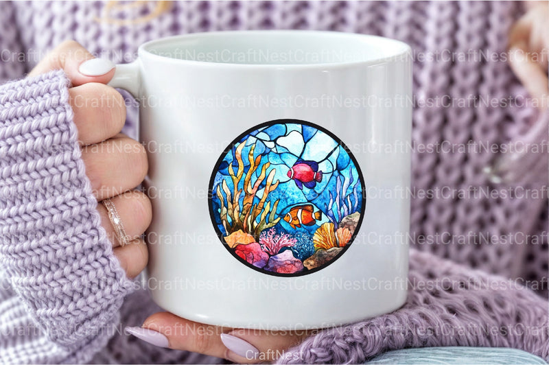 Round Stained Glass Summer Clipart Bundle 44 - CraftNest - Digital Crafting and Art