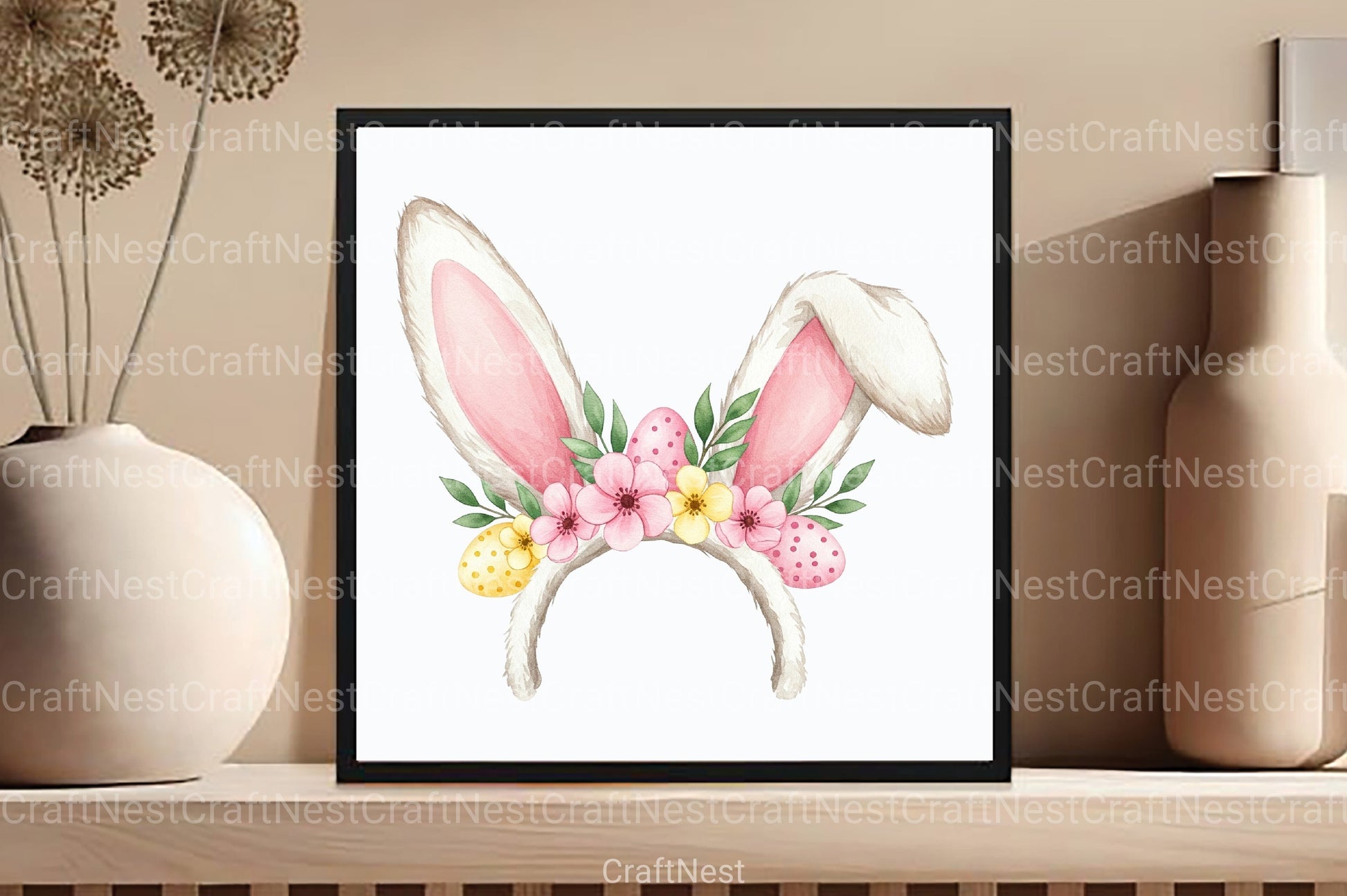 Bunny Ears with Flowers Clipart Bundle - CraftNest - Digital Crafting and Art