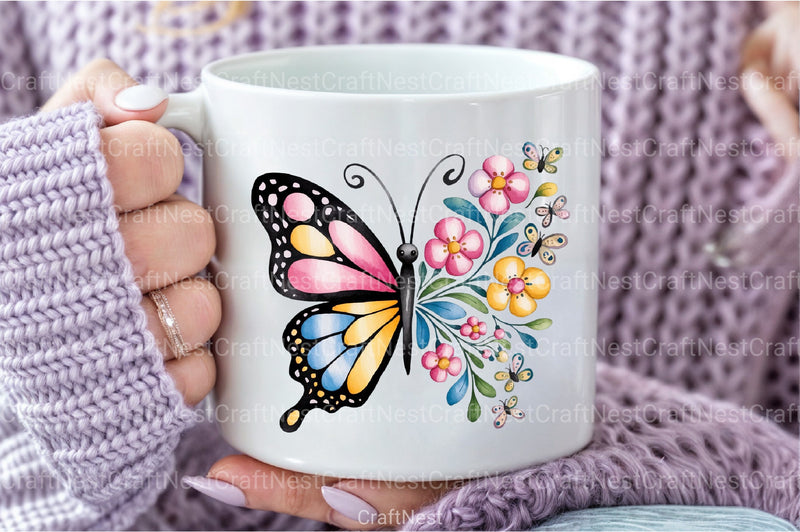 Floral Butterfly Clipart Bundle 1 - CraftNest - Digital Crafting and Art