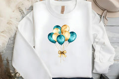 Teal and Gold Balloons Clipart Bundle - CraftNest - Digital Crafting and Art