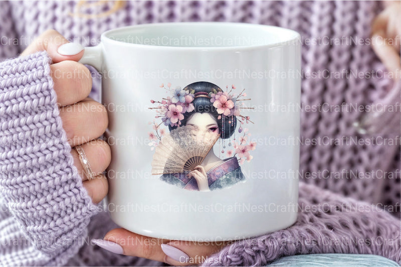 Japanese Geisha Asian Beauty Clipart Bundle - CraftNest - Digital Crafting and Art