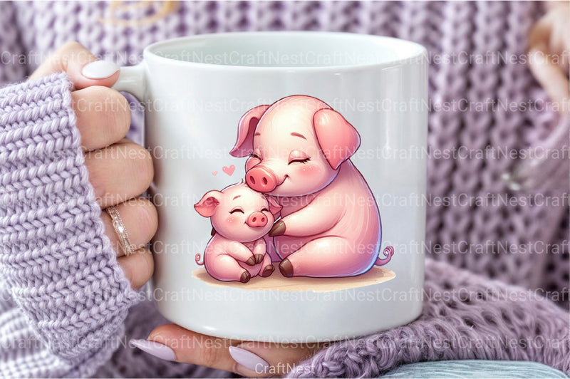 Pig Mother's Day Clipart Bundle - CraftNest - Digital Crafting and Art