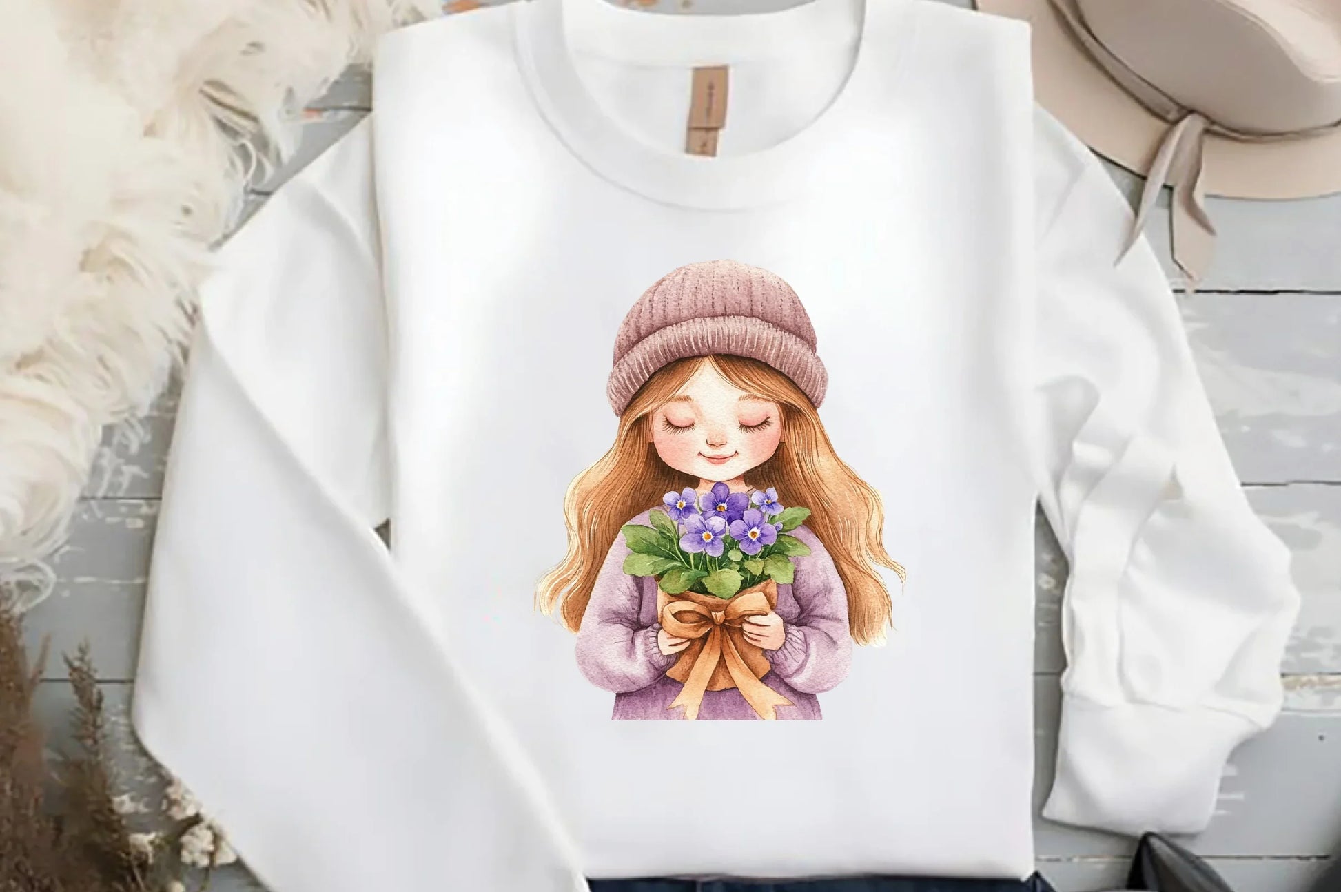 Cute Girl with Flowers Clipart Bundle - CraftNest - Digital Crafting and Art