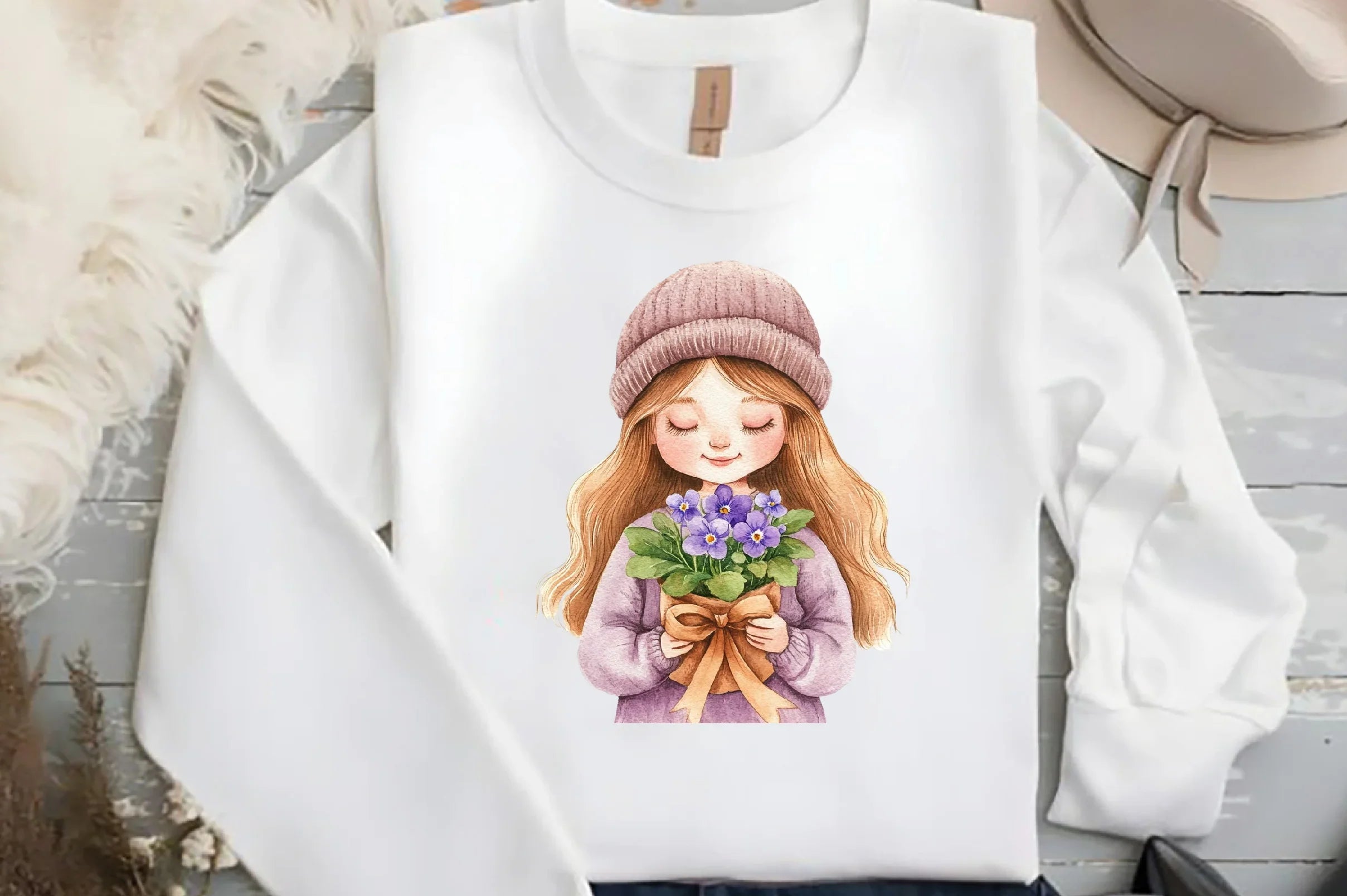 Cute Girl with Flowers Clipart Bundle - CraftNest - Digital Crafting and Art