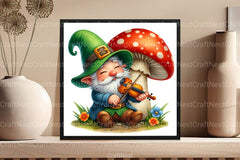 St. Patrick's Day Gnomes on Mushroom Clipart Bundle - CraftNest - Digital Crafting and Art