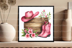 Wooden Sign with Pink Cowboy Hat Clipart Bundle 77 - CraftNest - Digital Crafting and Art