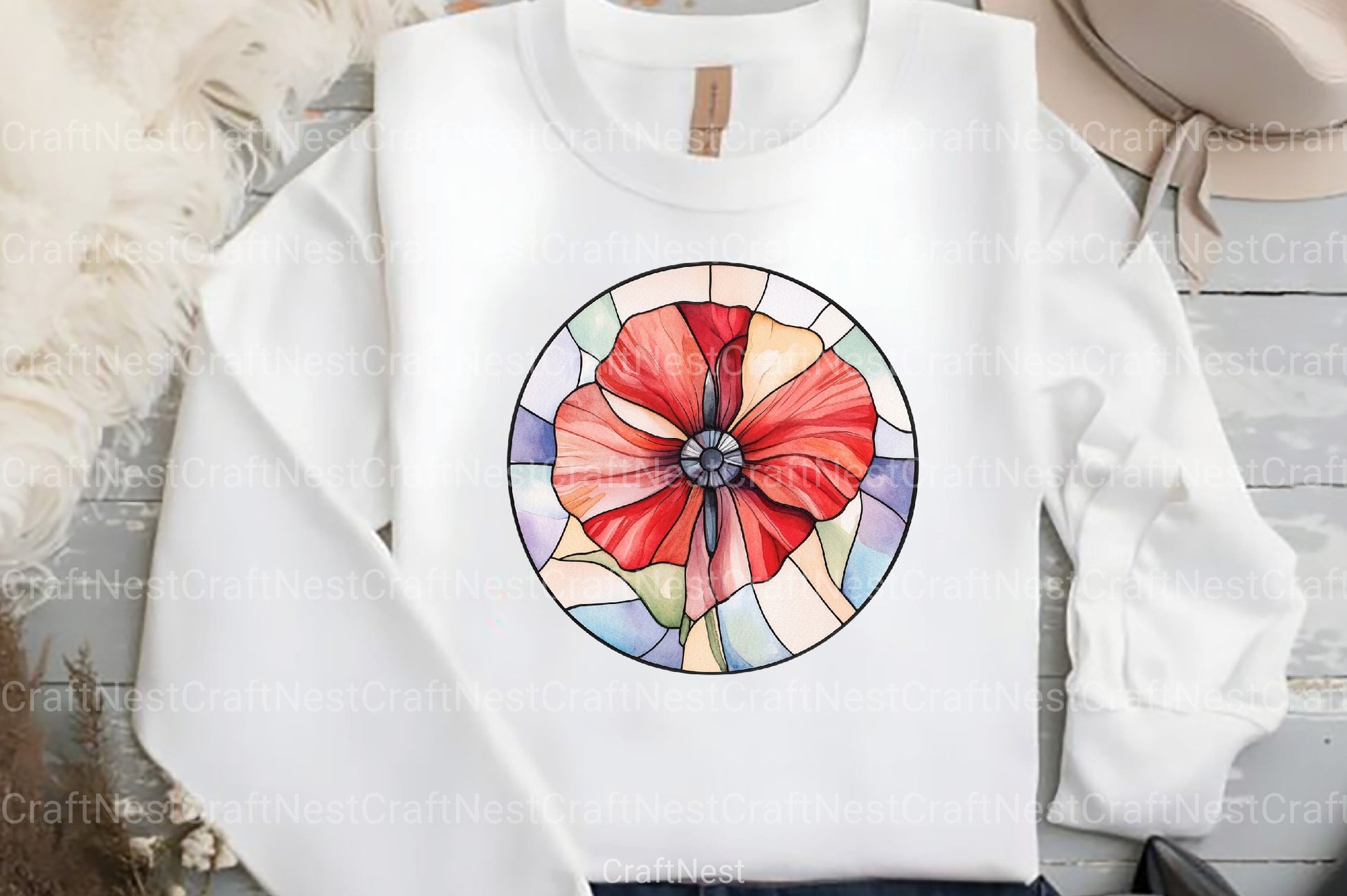 Poppy & Cross Faux Stained Glass Clipart Bundle 13 - CraftNest - Digital Crafting and Art