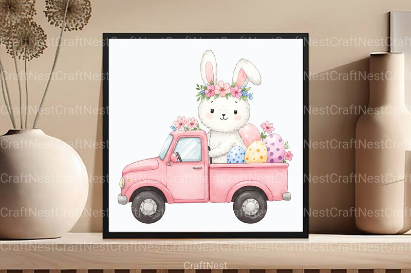 Cute Bunny Car Clipart Bundle - CraftNest - Digital Crafting and Art