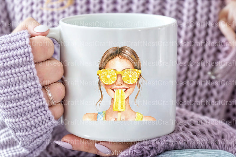 Summer Lemon Woman Clipart Bundle 1 - CraftNest - Digital Crafting and Art