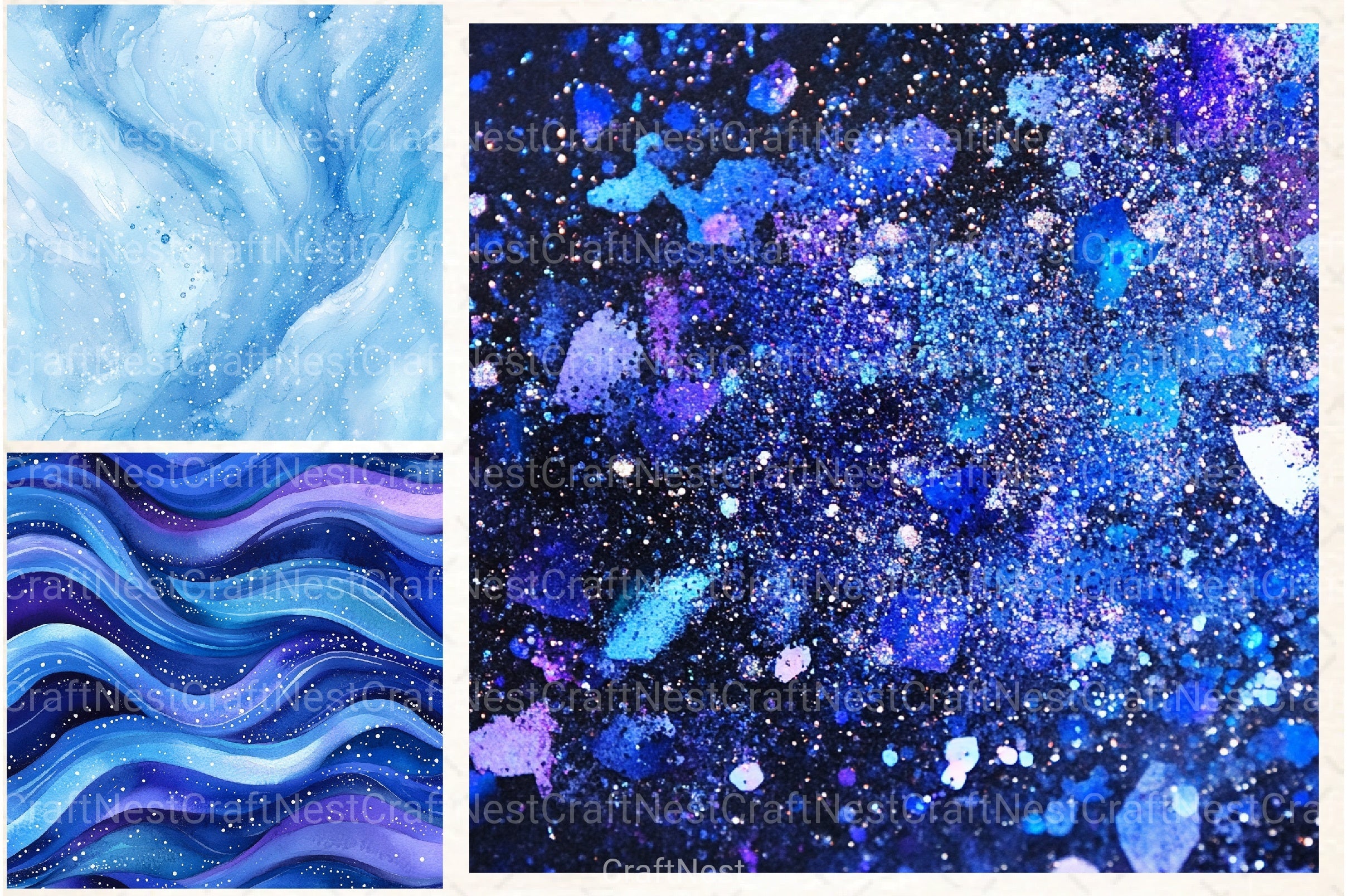 Blue Holographic Glitter Digital Paper - CraftNest - Digital Crafting and Art