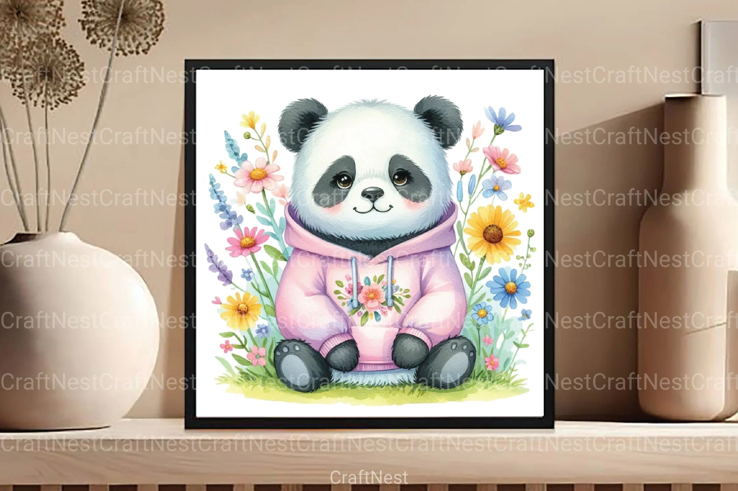 Cute Spring Panda Clipart Bundle 99 - CraftNest - Digital Crafting and Art