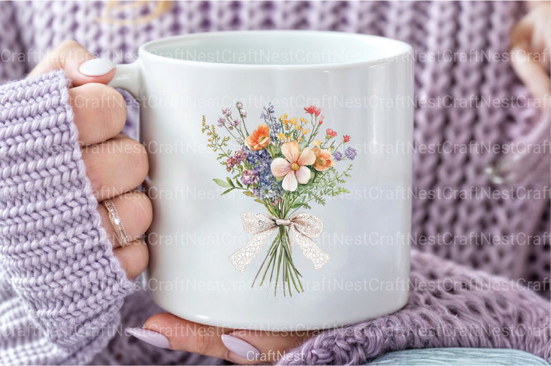 Wildflower Bouquet Clipart Bundle 99 - CraftNest - Digital Crafting and Art