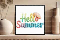 Watercolor Hello Summer Clipart Bundle 2 - CraftNest - Digital Crafting and Art
