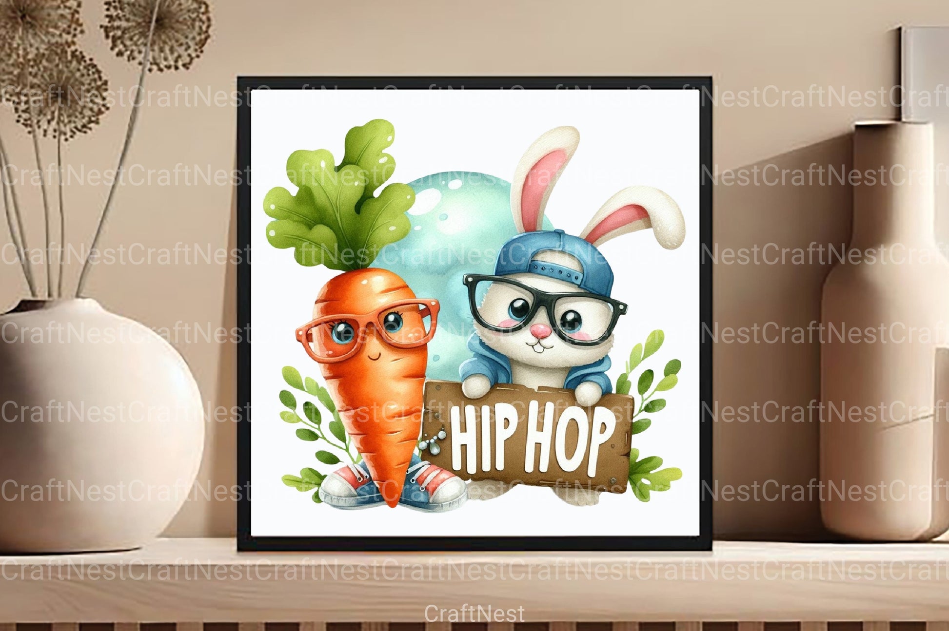 Funny Easter Bunny Hip Hop Clipart Bundle - CraftNest - Digital Crafting and Art