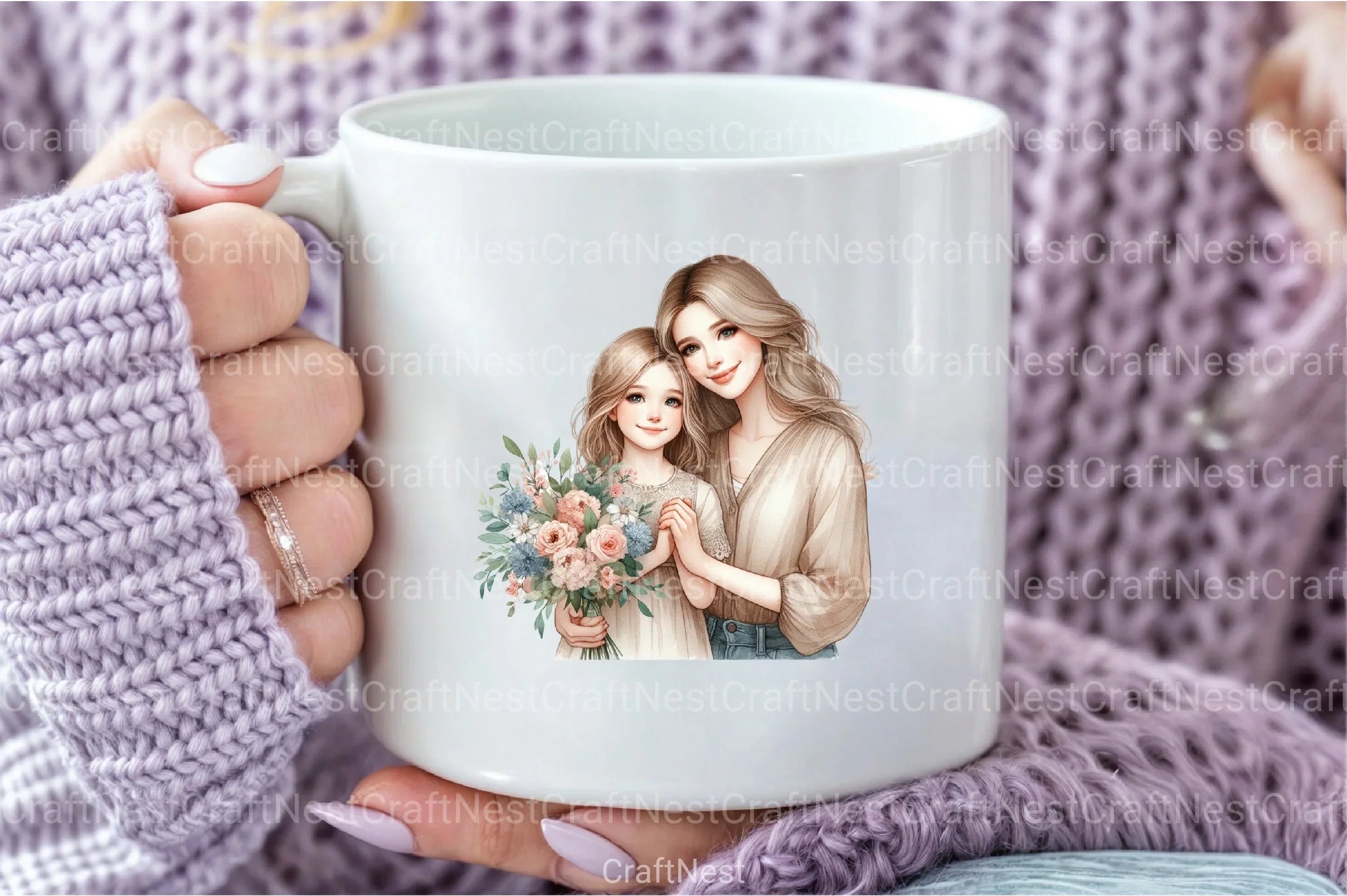 Mother's Day Mum and Daughter Clipart Bundle - CraftNest - Digital Crafting and Art