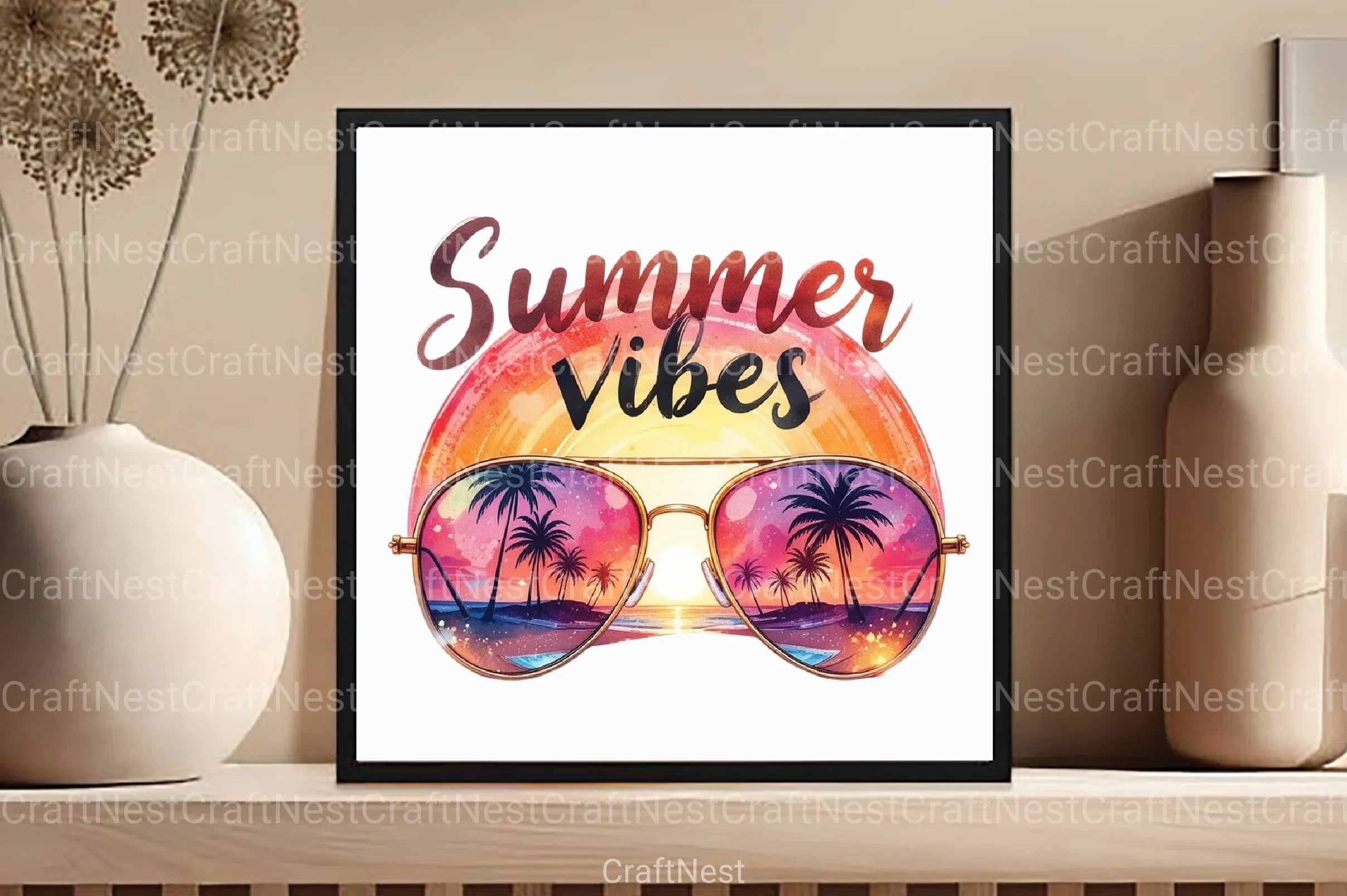 Summer Vibes Sunglasses Clipart Bundle 1 - CraftNest - Digital Crafting and Art