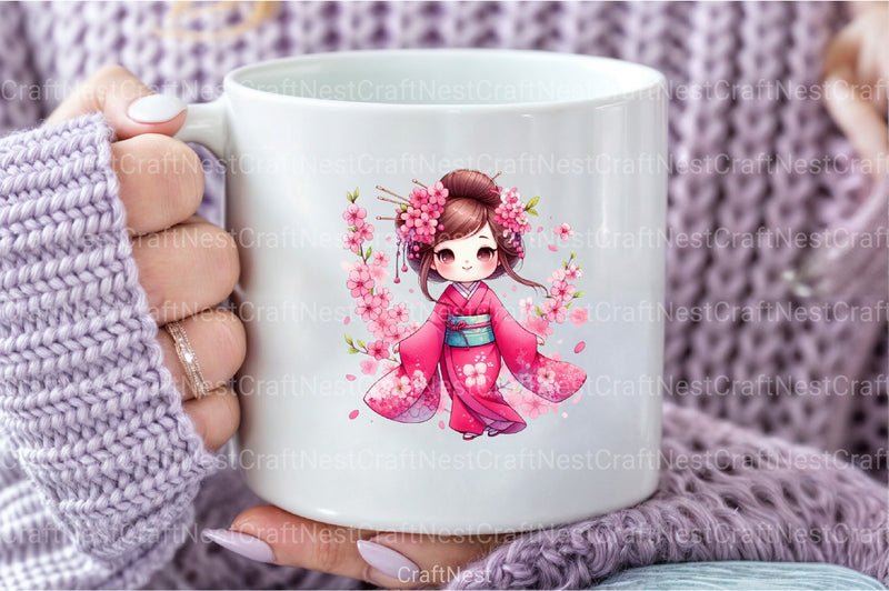 Japanese Geisha Clipart Bundle - CraftNest - Digital Crafting and Art