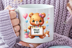 Kawaii Neutral Teddy Bear Hallo Baby Clipart Bundle - CraftNest - Digital Crafting and Art