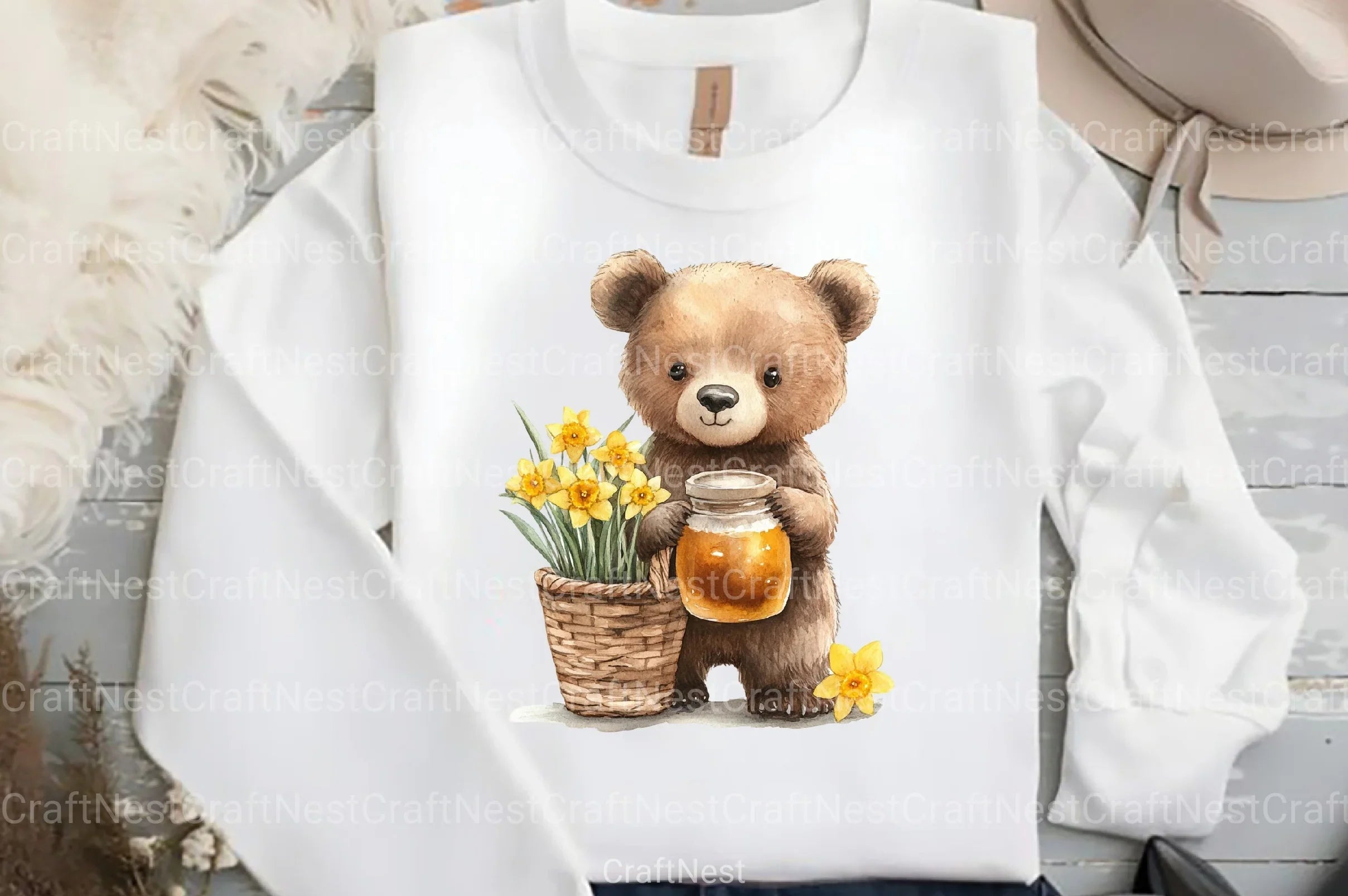 Cute Animals with Daffodils Clipart Bundle - CraftNest - Digital Crafting and Art