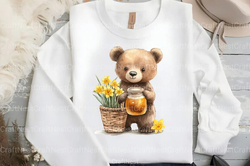 Cute Animals with Daffodils Clipart Bundle - CraftNest - Digital Crafting and Art