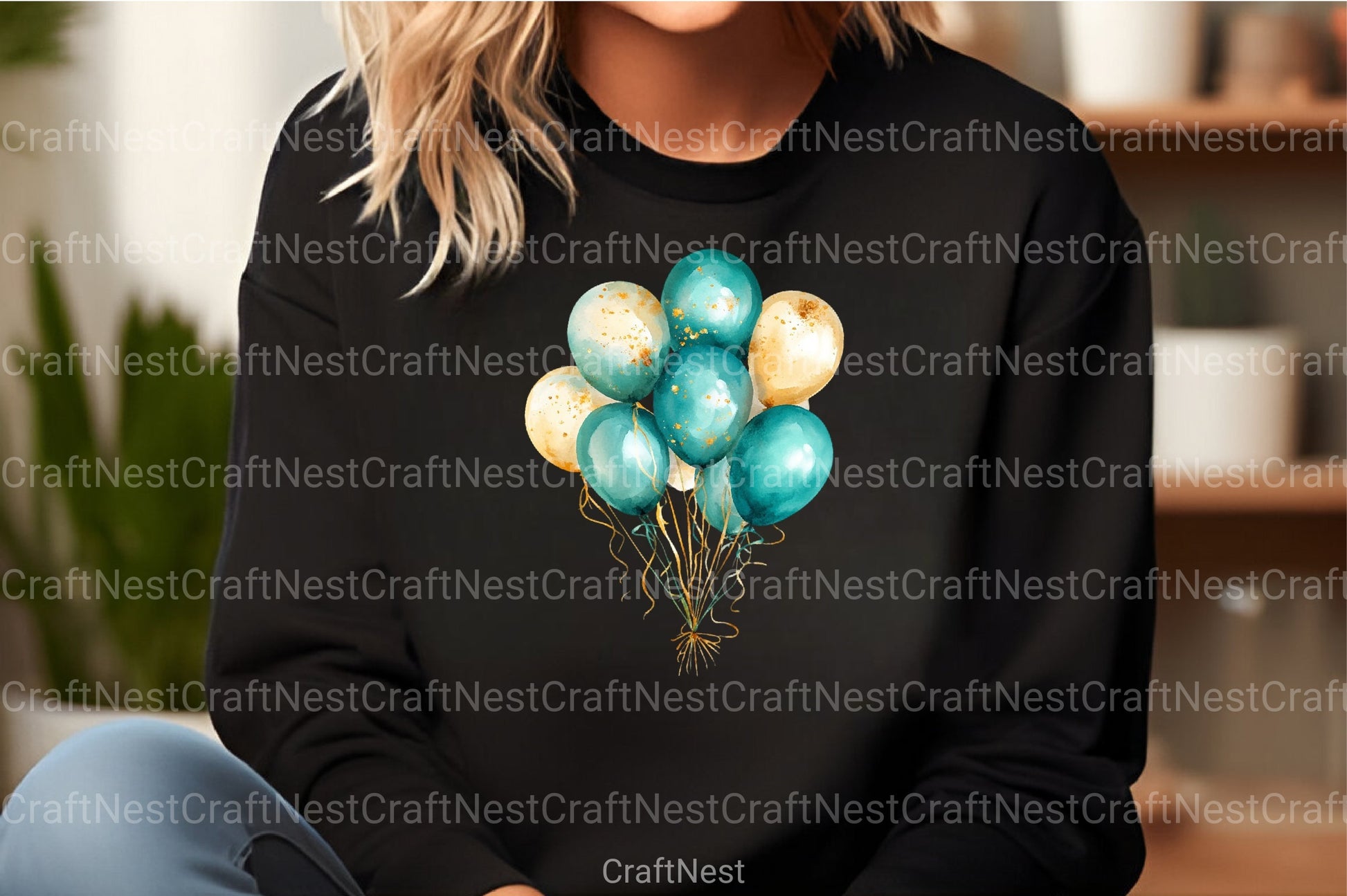 Teal and Gold Balloons Clipart Bundle - CraftNest - Digital Crafting and Art