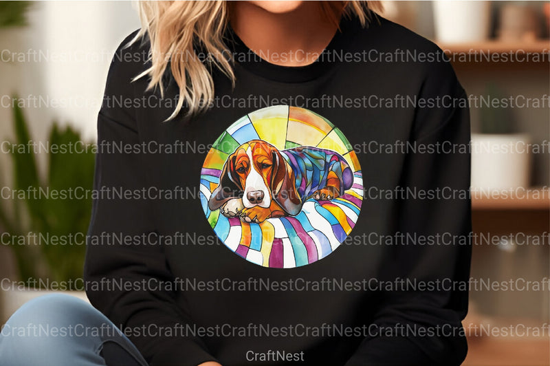 Round Stained Glass Summer Dog Clipart Bundle - CraftNest - Digital Crafting and Art