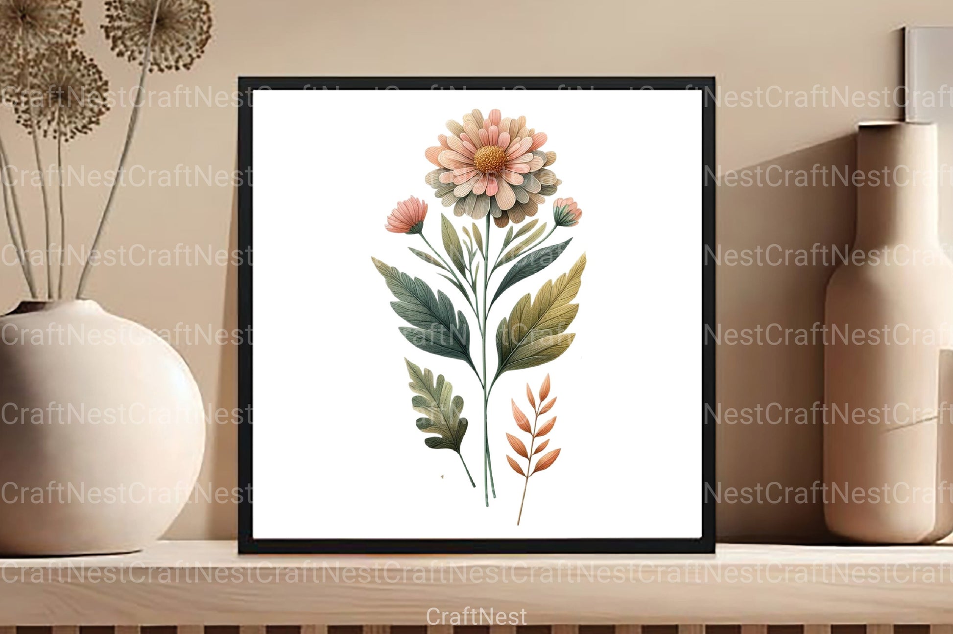 Boho Flower Art Design Clipart Bundle - CraftNest - Digital Crafting and Art