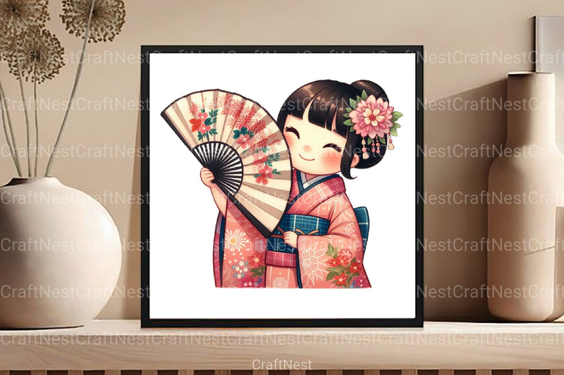 Japanese Summer Girls Clipart Bundle - CraftNest - Digital Crafting and Art