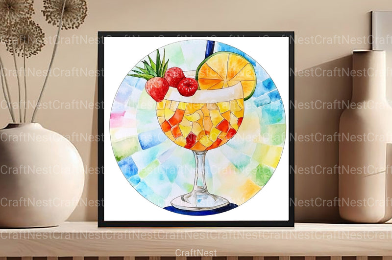 Round Stained Glass Summer Clipart Bundle 9 - CraftNest - Digital Crafting and Art