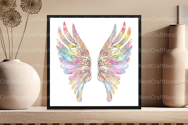 Stained Glass Angel Wings Clipart Bundle 4 - CraftNest - Digital Crafting and Art