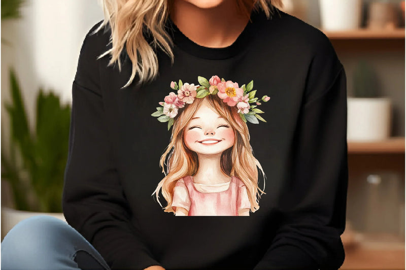 Cute Girl with Flowers Clipart Bundle - CraftNest - Digital Crafting and Art