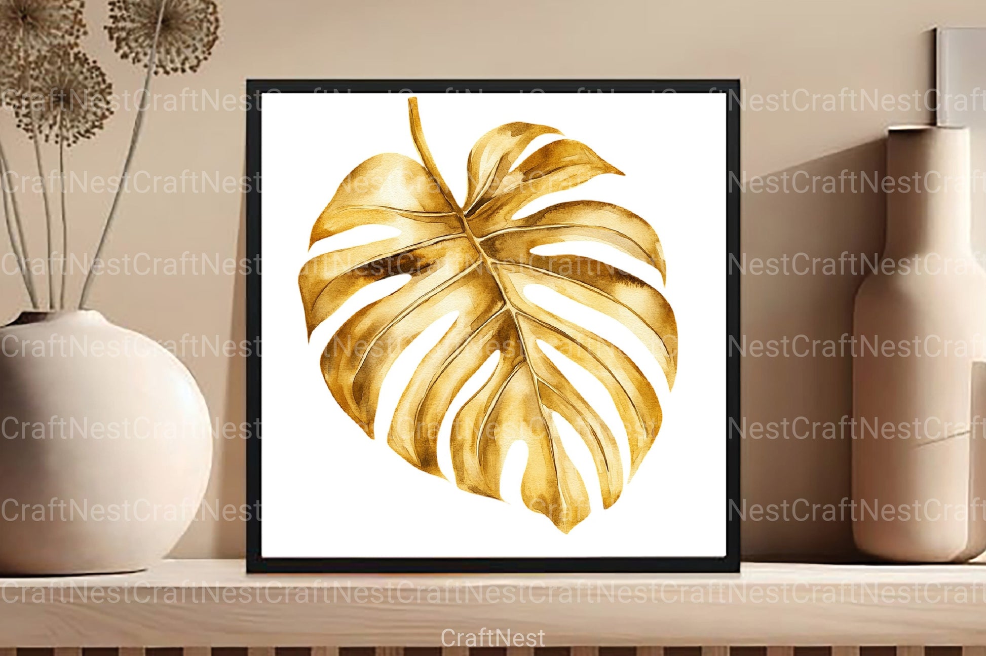 Black and Gold Tropical Clipart Bundle - CraftNest - Digital Crafting and Art