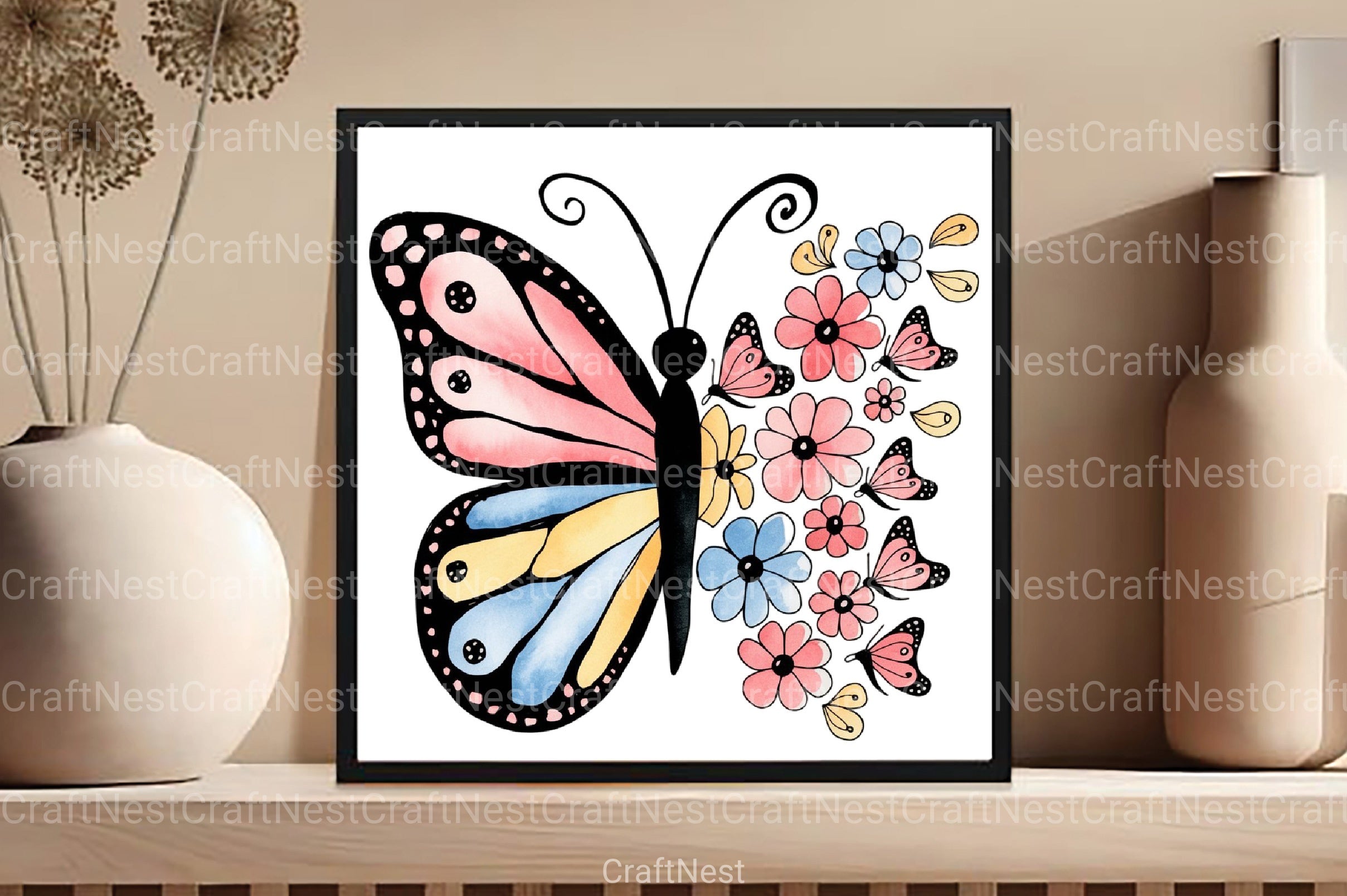 Floral Butterfly Clipart Bundle 1 - CraftNest - Digital Crafting and Art