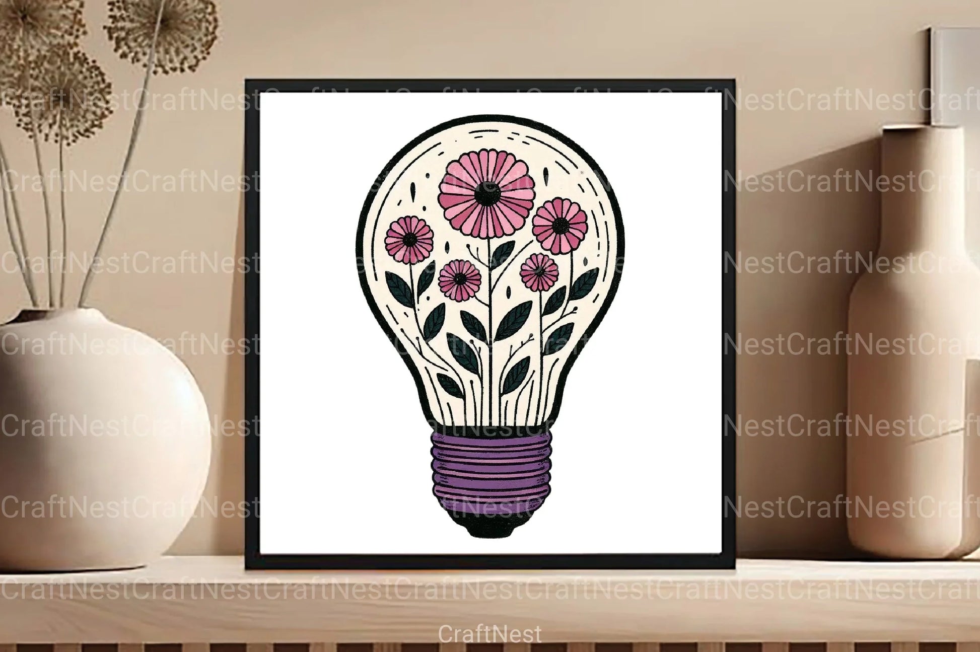 Flower Light Bulb Clipart Bundle - CraftNest - Digital Crafting and Art