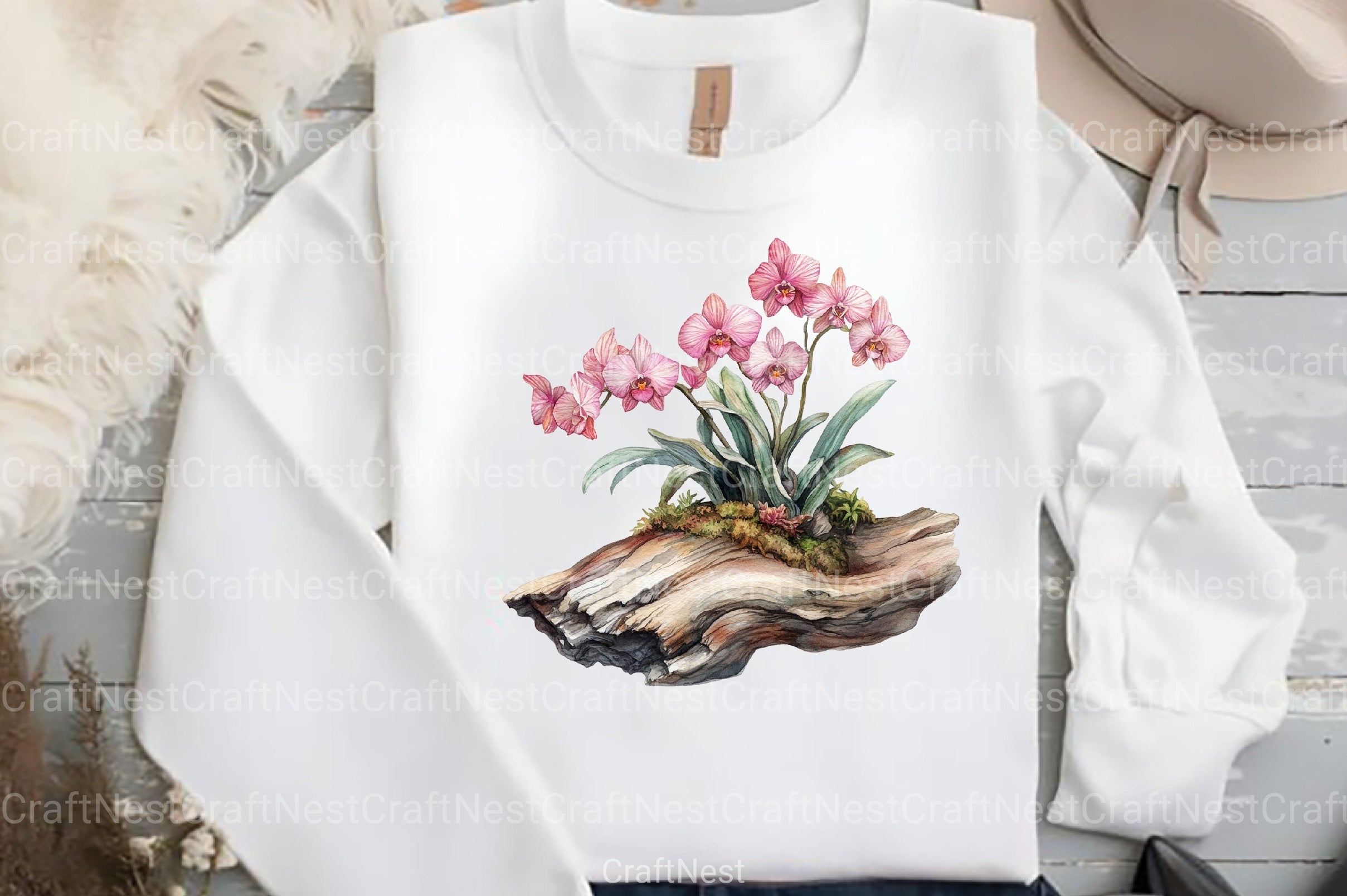 Exclusive Orchid Ikebana on Driftwood Clipart Bundle - CraftNest - Digital Crafting and Art