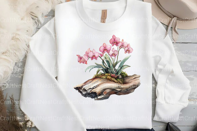 Exclusive Orchid Ikebana on Driftwood Clipart Bundle - CraftNest - Digital Crafting and Art
