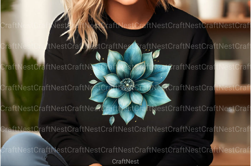 Abstract Green Gold Flower Clipart Bundle - CraftNest - Digital Crafting and Art