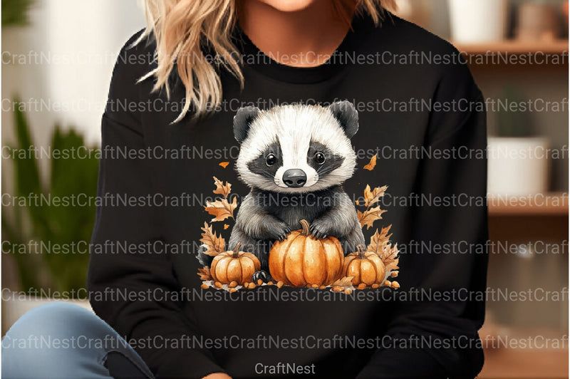 Cute Autumn Badger Clipart Bundle 99 - CraftNest - Digital Crafting and Art