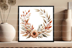 Boho Floral Frame Border Wreath Clipart Bundle - CraftNest - Digital Crafting and Art