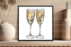 Vintage Champagne Clipart Bundle - CraftNest - Digital Crafting and Art