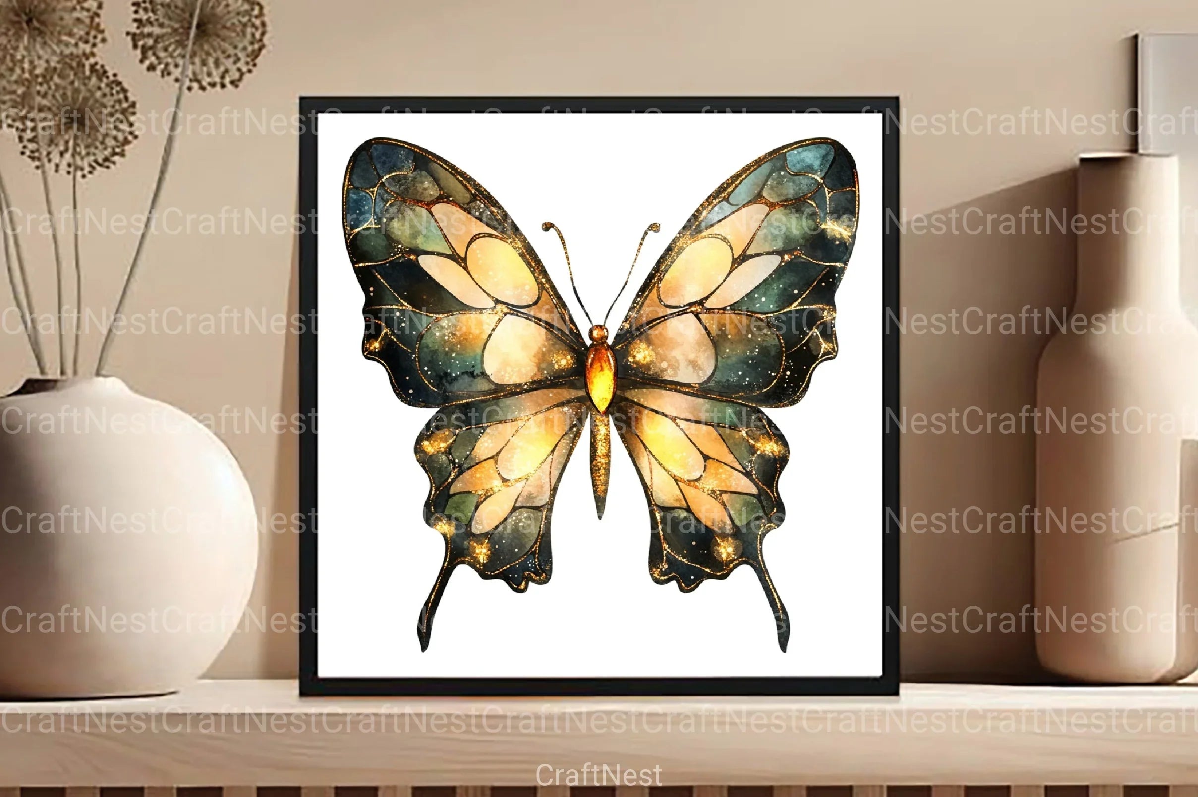 Stained Glass Butterfly Clipart Bundle 1 - CraftNest - Digital Crafting and Art