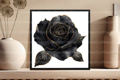 Black and Gold Rose Clipart Bundle - CraftNest - Digital Crafting and Art