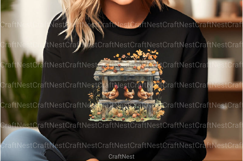 Autumn Chicken Coop Clipart Bundle 99 - CraftNest - Digital Crafting and Art