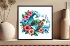 Summer Sea Turtle Waves & Flowers Clipart Bundle - CraftNest - Digital Crafting and Art
