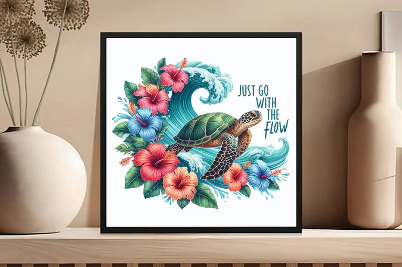 Summer Sea Turtle Waves & Flowers Clipart Bundle - CraftNest - Digital Crafting and Art