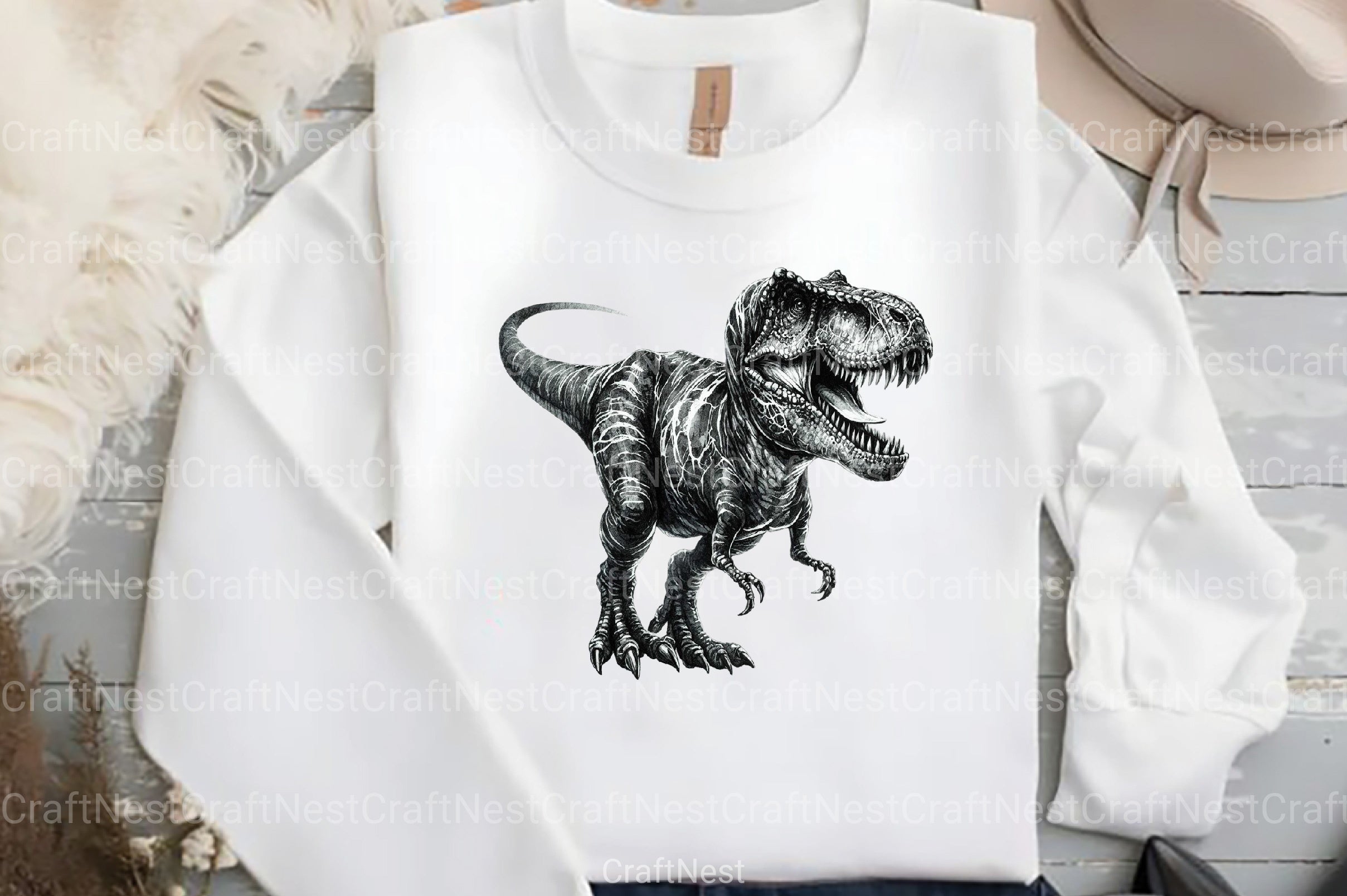 Dinosaur Black and White Clipart Bundle - CraftNest - Digital Crafting and Art