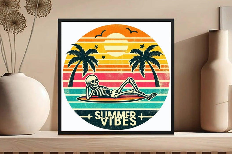 Vintage Summer Vibes Skeleton Design Clipart Bundle - CraftNest - Digital Crafting and Art