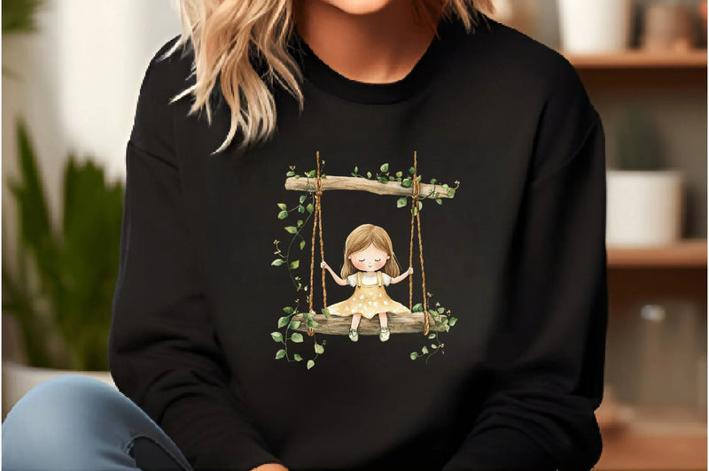Cute Girl on Swing Clipart Bundle - CraftNest - Digital Crafting and Art